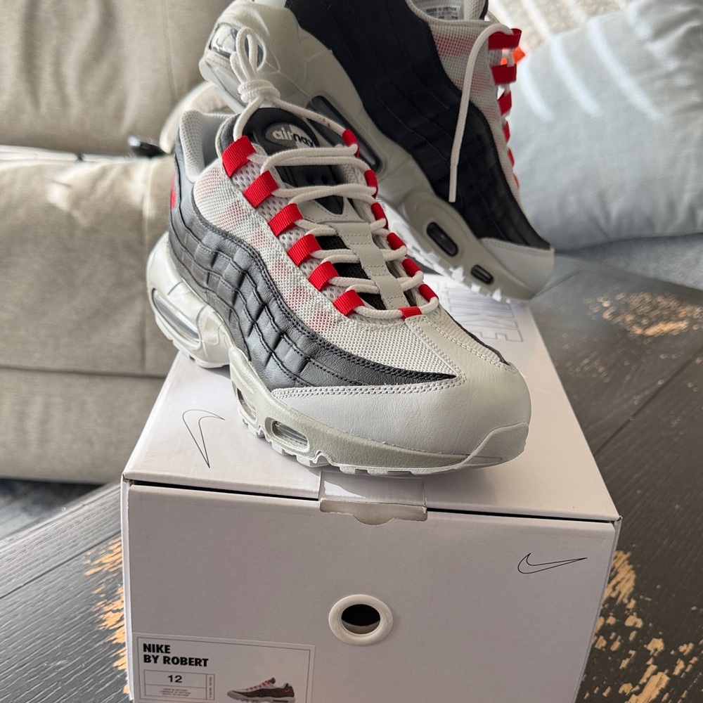 Nike Men’s AirMax in White, Black & Red Accents-Custom Made& ordered wrong size